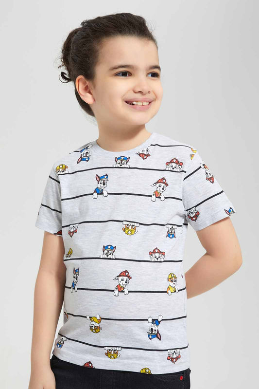 Redtag-M.-Grey-Printed-Paw-patrol-SS-T-Shirt-BOY-T-Shirts,-Category:T-Shirts,-CHR,-Colour:Grey,-Deals:New-In,-Filter:Boys-(2-to-8-Yrs),-New-In-BOY-APL,-Non-Sale,-Section:Boys-(0-to-14Yrs),-TBL,-W22O-Boys-2 to 8 Years