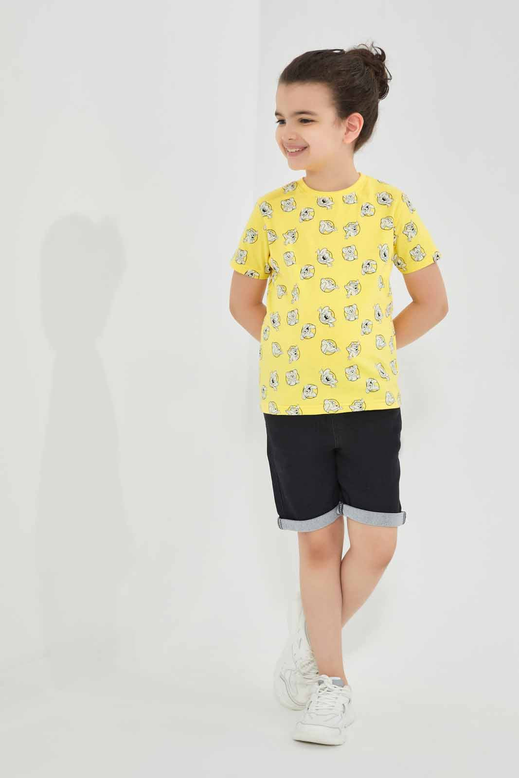 Redtag-Yellow-Printed-Tom-And-Jerry-SS-T-Shirt-BOY-T-Shirts,-Category:T-Shirts,-CHR,-Colour:Yellow,-Deals:New-In,-Filter:Boys-(2-to-8-Yrs),-New-In-BOY-APL,-Non-Sale,-Section:Boys-(0-to-14Yrs),-TBL,-W22O-Boys-2 to 8 Years