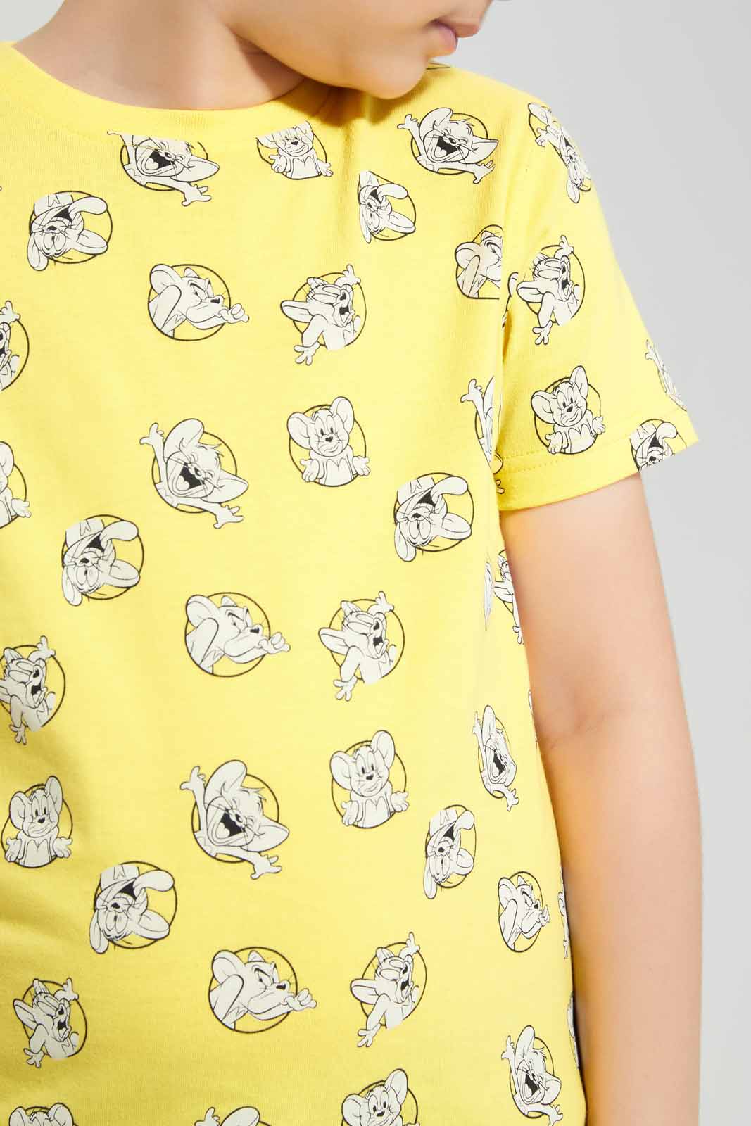 Redtag-Yellow-Printed-Tom-And-Jerry-SS-T-Shirt-BOY-T-Shirts,-Category:T-Shirts,-CHR,-Colour:Yellow,-Deals:New-In,-Filter:Boys-(2-to-8-Yrs),-New-In-BOY-APL,-Non-Sale,-Section:Boys-(0-to-14Yrs),-TBL,-W22O-Boys-2 to 8 Years