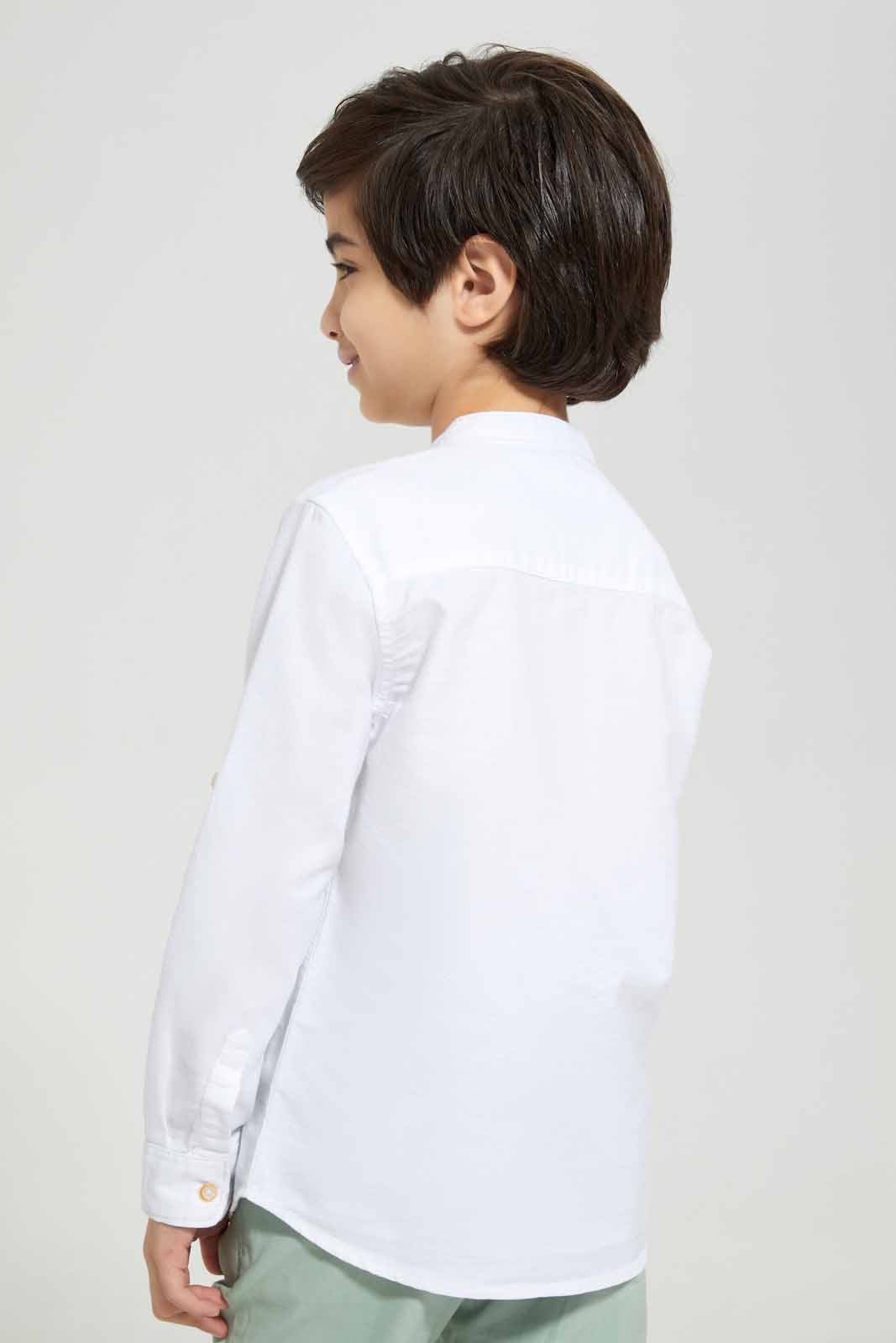 White Mandarin Shirt For Boys