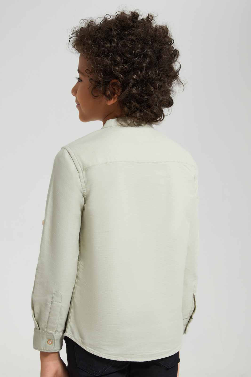Redtag-Stone-Double-Pocket-Mandarin-Collar-Shirt-BOY-Shirts,-Category:Shirts,-Colour:Beige,-Deals:New-In,-Filter:Boys-(2-to-8-Yrs),-New-In-BOY-APL,-Non-Sale,-Section:Boys-(0-to-14Yrs),-W22O-Boys-2 to 8 Years