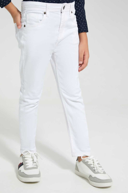 Redtag-White-Coloured-Twill-Stretch-Jean-BOY-Jeans,-Category:Jeans,-Colour:White,-Deals:New-In,-Filter:Boys-(2-to-8-Yrs),-New-In-BOY,-Non-Sale,-Section:Boys-(0-to-14Yrs),-W22O-Boys-2 to 8 Years