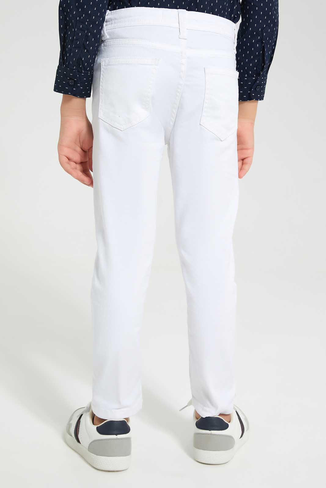 Redtag-White-Coloured-Twill-Stretch-Jean-BOY-Jeans,-Category:Jeans,-Colour:White,-Deals:New-In,-Filter:Boys-(2-to-8-Yrs),-New-In-BOY,-Non-Sale,-Section:Boys-(0-to-14Yrs),-W22O-Boys-2 to 8 Years