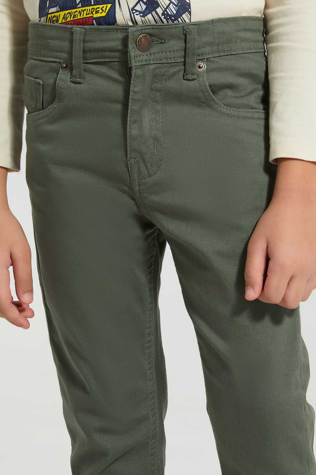 Redtag-Olive-Coloured-Twill-Stretch-Jean-BOY-Jeans,-Category:Jeans,-Colour:Green,-Deals:New-In,-Filter:Boys-(2-to-8-Yrs),-New-In-BOY,-Non-Sale,-Section:Boys-(0-to-14Yrs),-W22O-Boys-2 to 8 Years