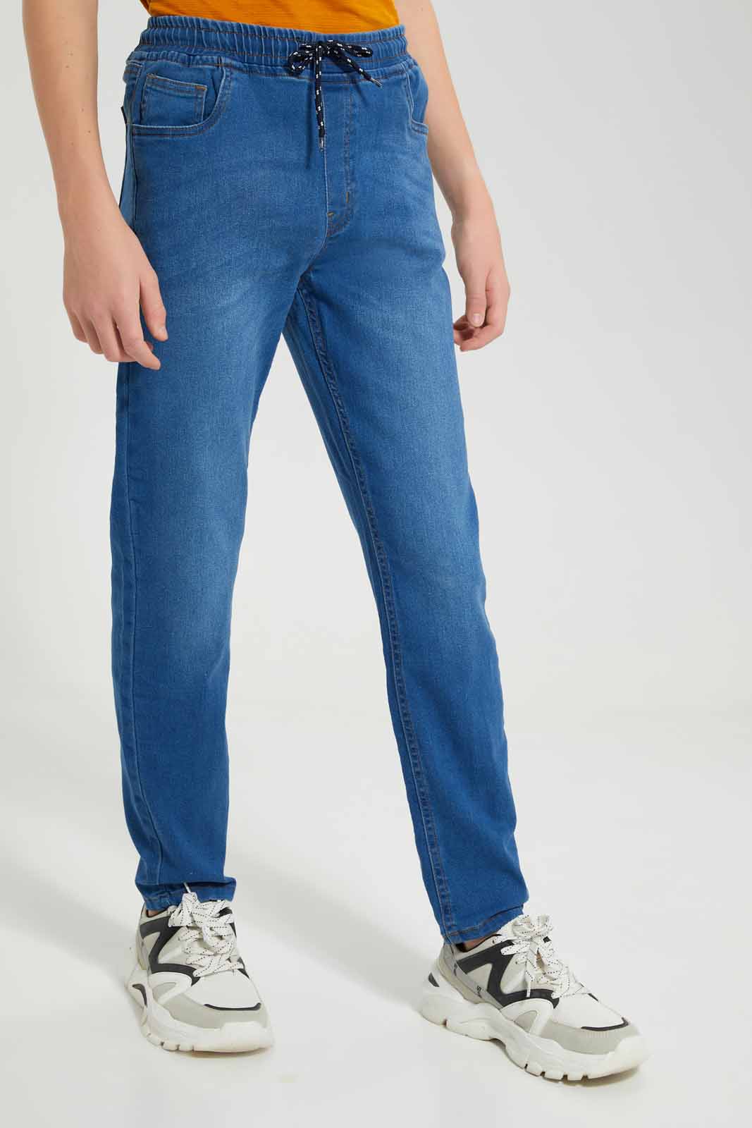 Redtag-Blue-Pull-On-Jeans-BSR-Jeans,-Category:Jeans,-Colour:Blue,-Deals:New-In,-Filter:Senior-Boys-(8-to-14-Yrs),-FIT-WALL-(FTW),-New-In-BSR-APL,-Non-Sale,-Section:Boys-(0-to-14Yrs),-W22O-Senior-Boys-9 to 14 Years