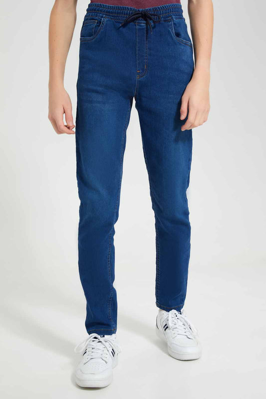 Redtag-Dark-Wash-Pull-On-Jeans-BSR-Jeans,-Category:Jeans,-Colour:Dark-Wash,-Deals:New-In,-Filter:Senior-Boys-(8-to-14-Yrs),-FIT-WALL-(FTW),-New-In-BSR-APL,-Non-Sale,-Section:Boys-(0-to-14Yrs),-W22O-Senior-Boys-9 to 14 Years