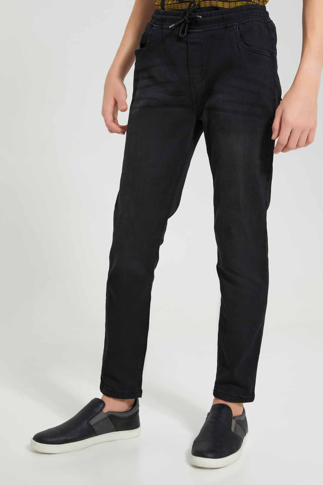 Redtag-Black-Pull-On-Jeans-BSR-Jeans,-Category:Jeans,-Colour:Black,-Deals:New-In,-Filter:Senior-Boys-(8-to-14-Yrs),-FIT-WALL-(FTW),-New-In-BSR-APL,-Non-Sale,-Section:Boys-(0-to-14Yrs),-W22O-Senior-Boys-9 to 14 Years