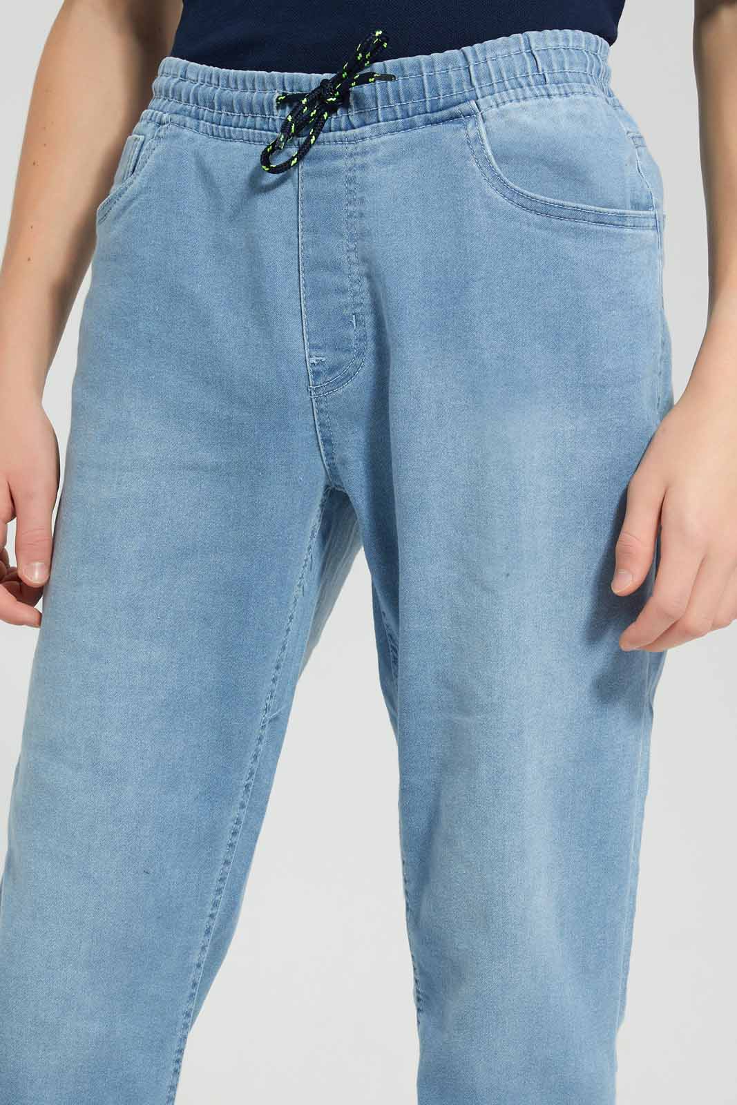 Redtag-Light-Wash-Jogger-Knit-Denim-With-Cuff-BSR-Jeans,-Category:Jeans,-Colour:Light-Wash,-Deals:New-In,-Filter:Senior-Boys-(8-to-14-Yrs),-FIT-WALL-(FTW),-New-In-BSR-APL,-Non-Sale,-Section:Boys-(0-to-14Yrs),-W22O-Senior-Boys-9 to 14 Years