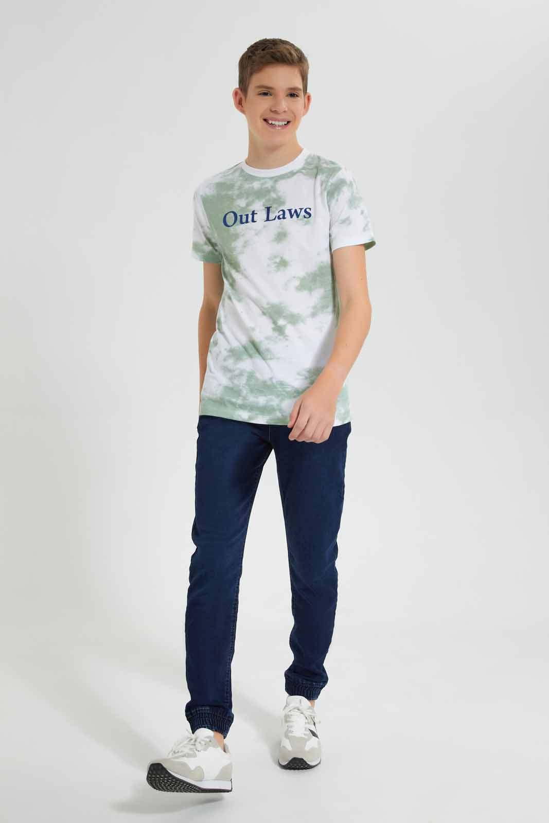 Redtag-Dark-Wash-Jogger-Knit-Denim-With-Cuff-BSR-Jeans,-Category:Jeans,-Colour:Dark-Wash,-Deals:New-In,-Filter:Senior-Boys-(9-to-14-Yrs),-FIT-WALL-(FTW),-New-In-BSR-APL,-Non-Sale,-Section:Boys-(0-to-14Yrs),-W22O-Senior-Boys-9 to 14 Years