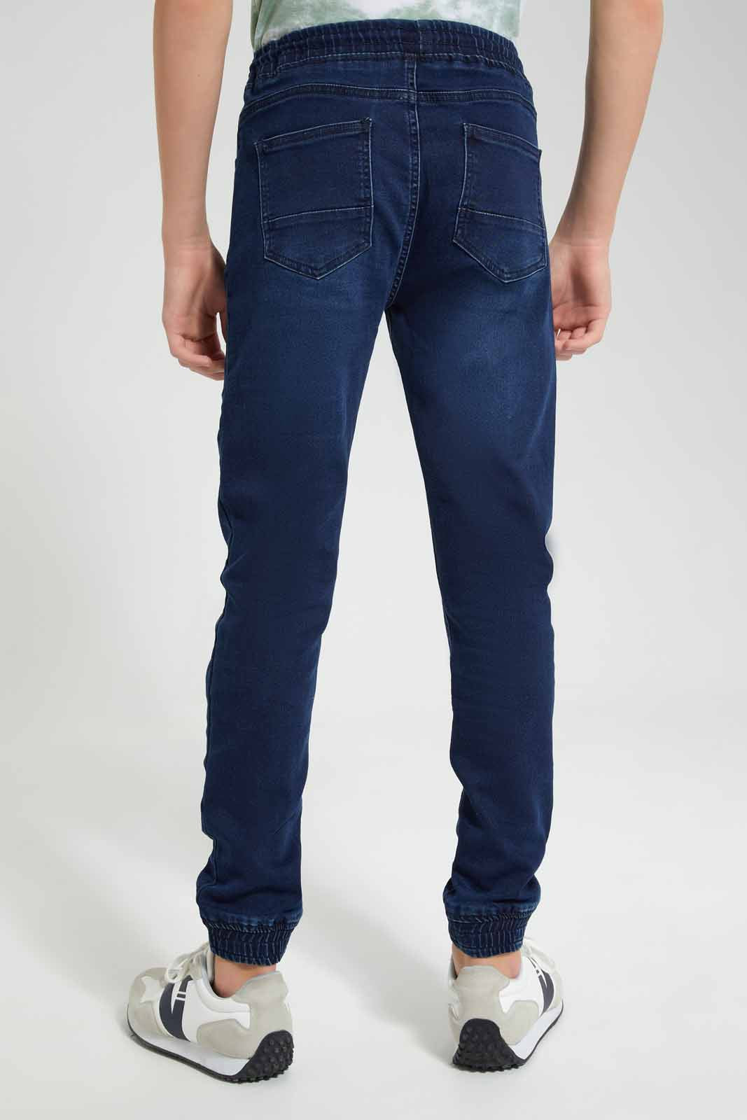 Redtag-Dark-Wash-Jogger-Knit-Denim-With-Cuff-BSR-Jeans,-Category:Jeans,-Colour:Dark-Wash,-Deals:New-In,-Filter:Senior-Boys-(9-to-14-Yrs),-FIT-WALL-(FTW),-New-In-BSR-APL,-Non-Sale,-Section:Boys-(0-to-14Yrs),-W22O-Senior-Boys-9 to 14 Years