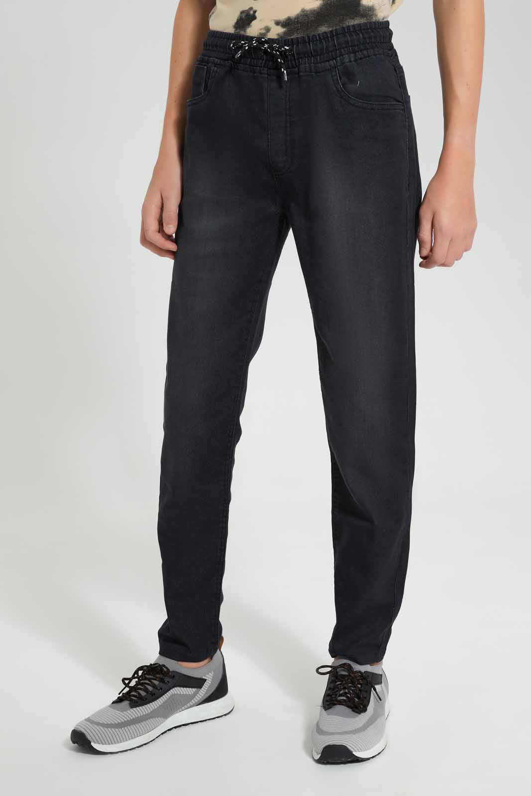 Redtag-Black-Pull-On-Knit-Denim-Without-Cuff-BSR-Jeans,-Category:Jeans,-Colour:Black,-Deals:New-In,-Filter:Senior-Boys-(9-to-14-Yrs),-FIT-WALL-(FTW),-New-In-BSR-APL,-Non-Sale,-Section:Boys-(0-to-14Yrs),-W22O-Senior-Boys-9 to 14 Years