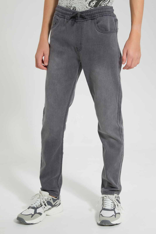 Redtag-Grey-Pull-On-Knit-Denim-Without-Cuff-BSR-Jeans,-Category:Jeans,-Colour:Grey,-Deals:New-In,-Filter:Senior-Boys-(9-to-14-Yrs),-FIT-WALL-(FTW),-New-In-BSR-APL,-Non-Sale,-Section:Boys-(0-to-14Yrs),-W22O-Senior-Boys-9 to 14 Years
