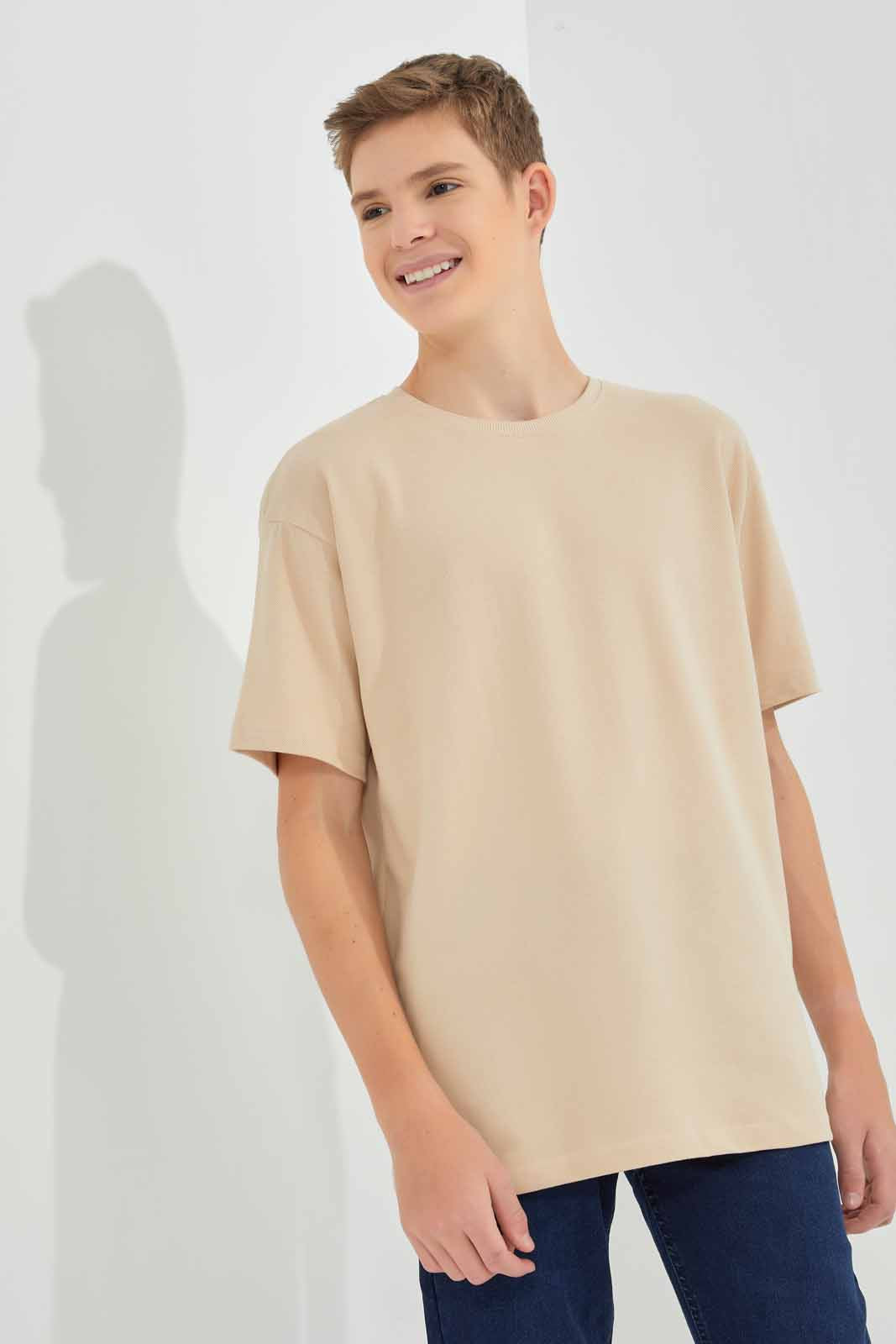 Redtag-Beige-Oversize-Sweat-T-Shirt-BSR-Sweatshirts,-Category:Sweatshirts,-Colour:Beige,-Deals:New-In,-Filter:Senior-Boys-(9-to-14-Yrs),-New-In-BSR-APL,-Non-Sale,-Section:Boys-(0-to-14Yrs),-TBL,-W22O-Senior-Boys-9 to 14 Years
