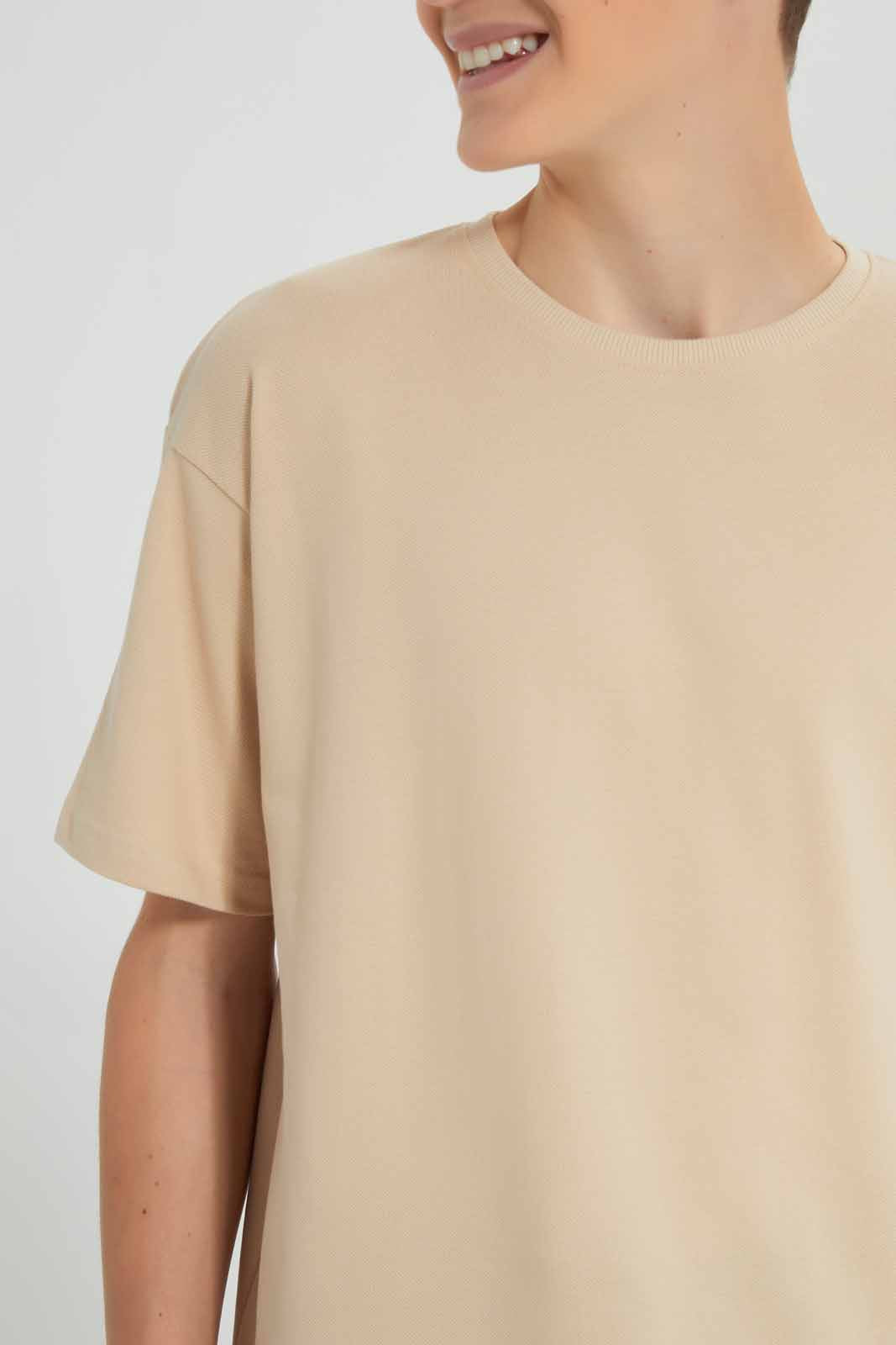 Redtag-Beige-Oversize-Sweat-T-Shirt-BSR-Sweatshirts,-Category:Sweatshirts,-Colour:Beige,-Deals:New-In,-Filter:Senior-Boys-(9-to-14-Yrs),-New-In-BSR-APL,-Non-Sale,-Section:Boys-(0-to-14Yrs),-TBL,-W22O-Senior-Boys-9 to 14 Years