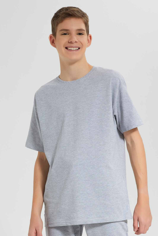 Redtag-Grey-Mel-Oversize-Sweat-T-Shirt-BSR-Sweatshirts,-Category:Sweatshirts,-Colour:Grey,-Deals:New-In,-Filter:Senior-Boys-(9-to-14-Yrs),-New-In-BSR-APL,-Non-Sale,-Section:Boys-(0-to-14Yrs),-TBL,-W22O-Senior-Boys-9 to 14 Years