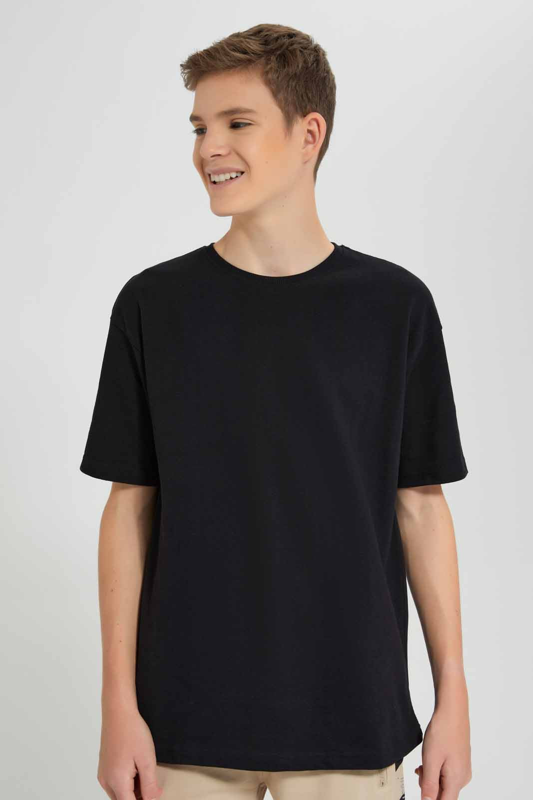 Redtag-Black-Oversize-Sweat-T-Shirt-BSR-Sweatshirts,-Category:Sweatshirts,-Colour:Black,-Deals:New-In,-Filter:Senior-Boys-(9-to-14-Yrs),-New-In-BSR-APL,-Non-Sale,-Section:Boys-(0-to-14Yrs),-TBL,-W22O-Senior-Boys-9 to 14 Years