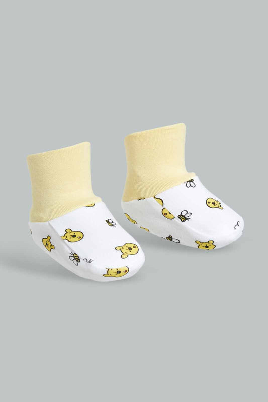 Redtag-Yellow-Winnie-The-Pooh-Mittiens-&-Booties-Set-Category:Booties,-CHR,-Colour:Yellow,-Deals:New-In,-Filter:Baby-(0-to-12-Mths),-NBB-Booties,-New-In-NBB-APL,-Non-Sale,-Section:Boys-(0-to-14Yrs),-W22O-Baby-0 to 12 Months