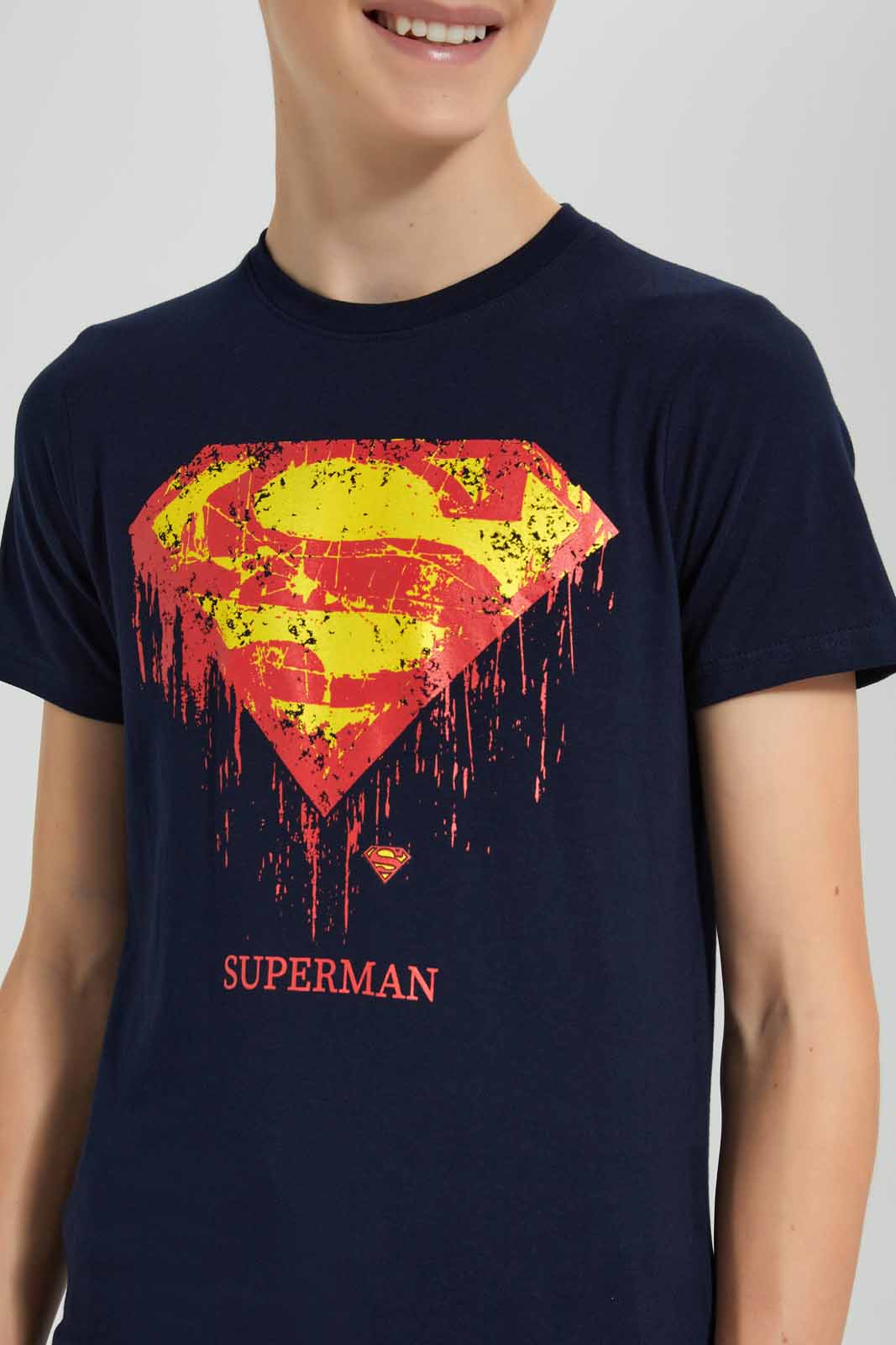 Redtag-Navy-Superman-T-Shirt-BSR-T-Shirts,-Category:T-Shirts,-CHR,-Colour:Navy,-Deals:New-In,-Filter:Senior-Boys-(9-to-14-Yrs),-New-In-BSR,-Non-Sale,-Section:Boys-(0-to-14Yrs),-TBL,-W22O-Senior-Boys-9 to 14 Years