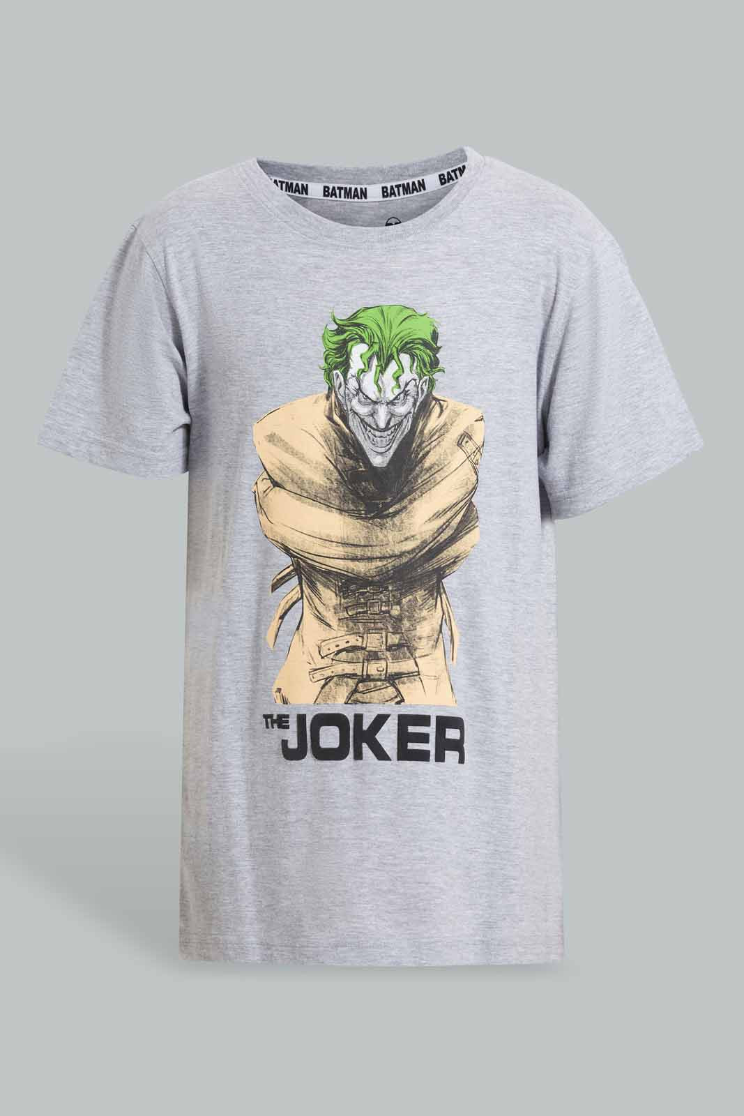Redtag-Grey-Mel-Joker-T-Shirt-BSR-T-Shirts,-Category:T-Shirts,-Colour:Grey,-Deals:New-In,-Filter:Senior-Boys-(9-to-14-Yrs),-New-In-BSR-APL,-Non-Sale,-Section:Boys-(0-to-14Yrs),-TBL,-W22O-Senior-Boys-9 to 14 Years