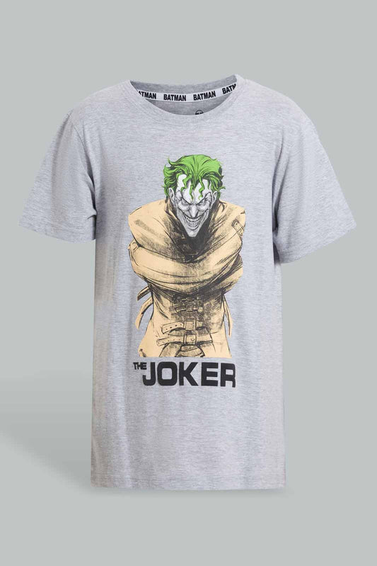 Redtag-Grey-Mel-Joker-T-Shirt-BSR-T-Shirts,-Category:T-Shirts,-Colour:Grey,-Deals:New-In,-Filter:Senior-Boys-(9-to-14-Yrs),-New-In-BSR-APL,-Non-Sale,-Section:Boys-(0-to-14Yrs),-TBL,-W22O-Senior-Boys-9 to 14 Years