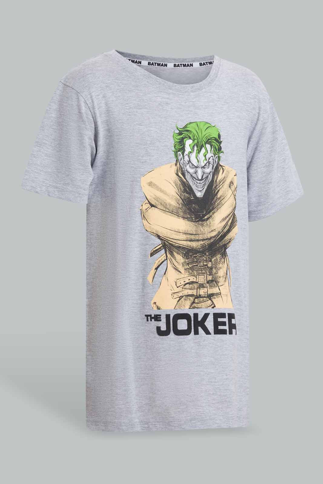 Redtag-Grey-Mel-Joker-T-Shirt-BSR-T-Shirts,-Category:T-Shirts,-Colour:Grey,-Deals:New-In,-Filter:Senior-Boys-(9-to-14-Yrs),-New-In-BSR-APL,-Non-Sale,-Section:Boys-(0-to-14Yrs),-TBL,-W22O-Senior-Boys-9 to 14 Years