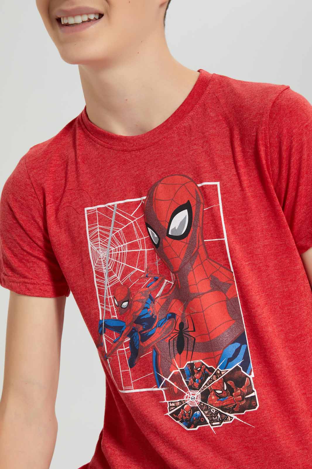 Redtag-Red-Mel-Spiderman-T-Shirt-BSR-T-Shirts,-Category:T-Shirts,-CHR,-Colour:Red,-Deals:New-In,-Filter:Senior-Boys-(9-to-14-Yrs),-New-In-BSR-APL,-Non-Sale,-Section:Boys-(0-to-14Yrs),-TBL,-W22O-Senior-Boys-9 to 14 Years