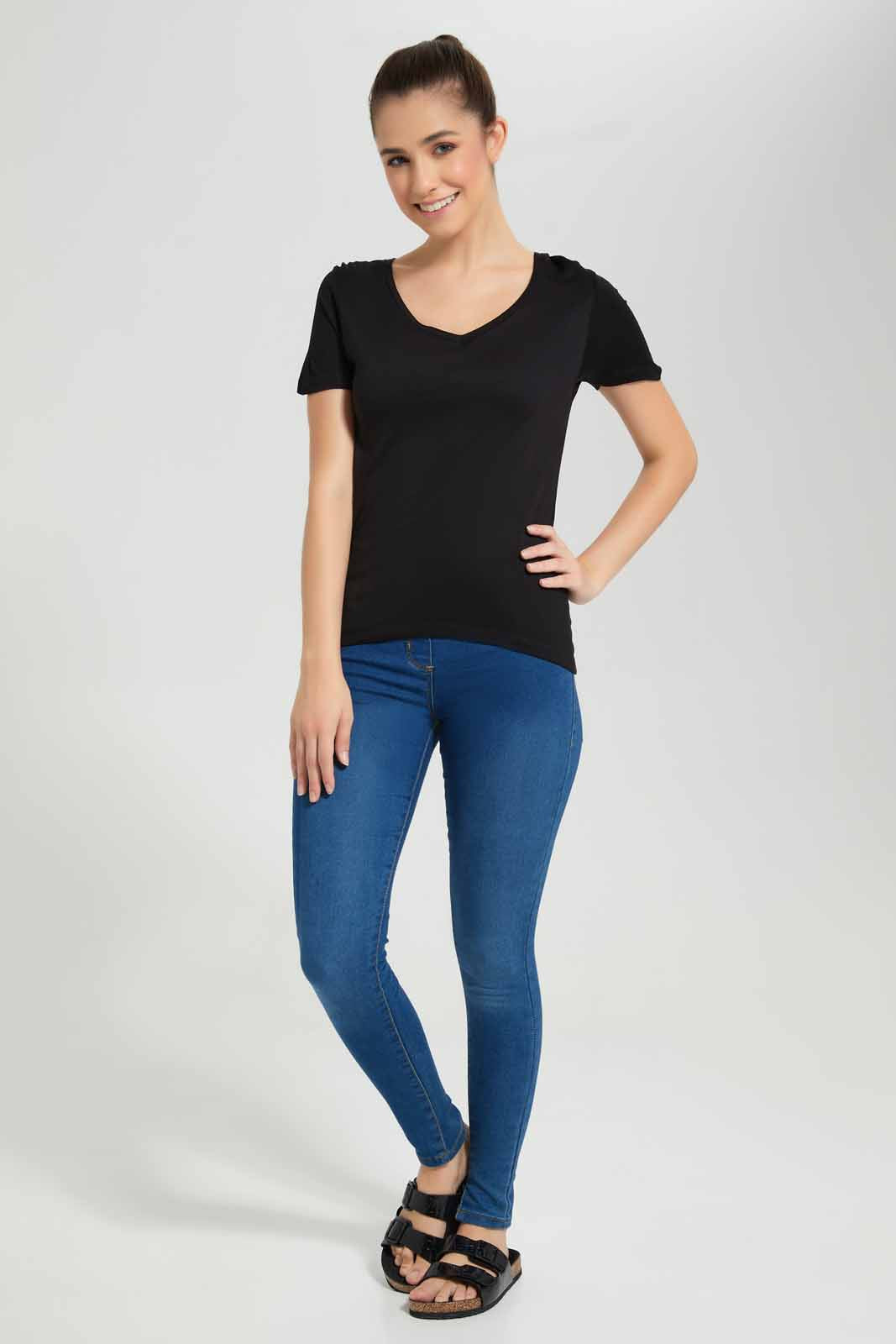 Redtag-Rust-Short-Sleeve-V-Neck-T-Shirt-Category:T-Shirts,-Colour:Orange,-Deals:New-In,-Filter:Women's-Clothing,-New-In-Women-APL,-Non-Sale,-Section:Women,-TBL,-W22O,-Women-T-Shirts-Women's-