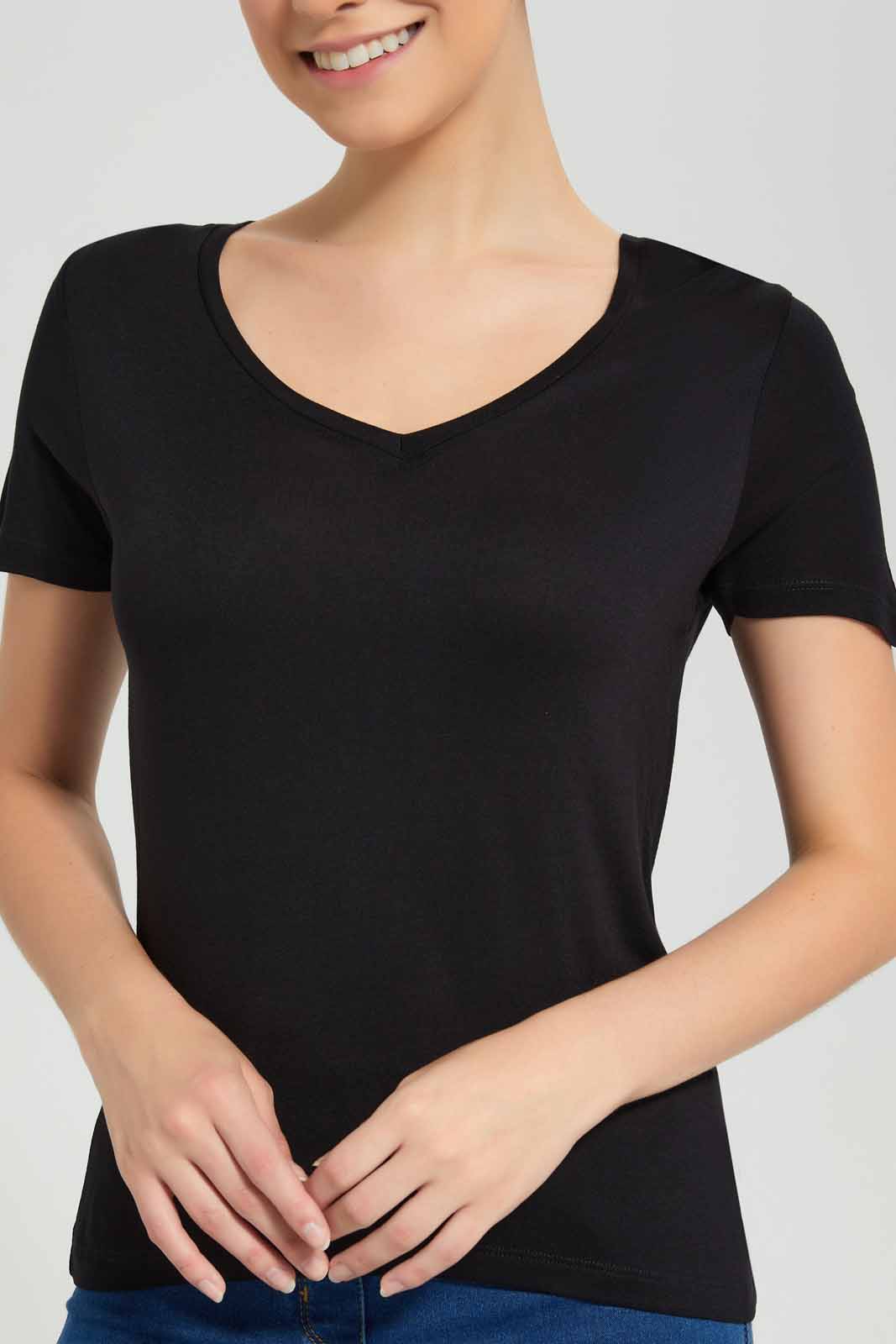 Redtag-Rust-Short-Sleeve-V-Neck-T-Shirt-Category:T-Shirts,-Colour:Orange,-Deals:New-In,-Filter:Women's-Clothing,-New-In-Women-APL,-Non-Sale,-Section:Women,-TBL,-W22O,-Women-T-Shirts-Women's-