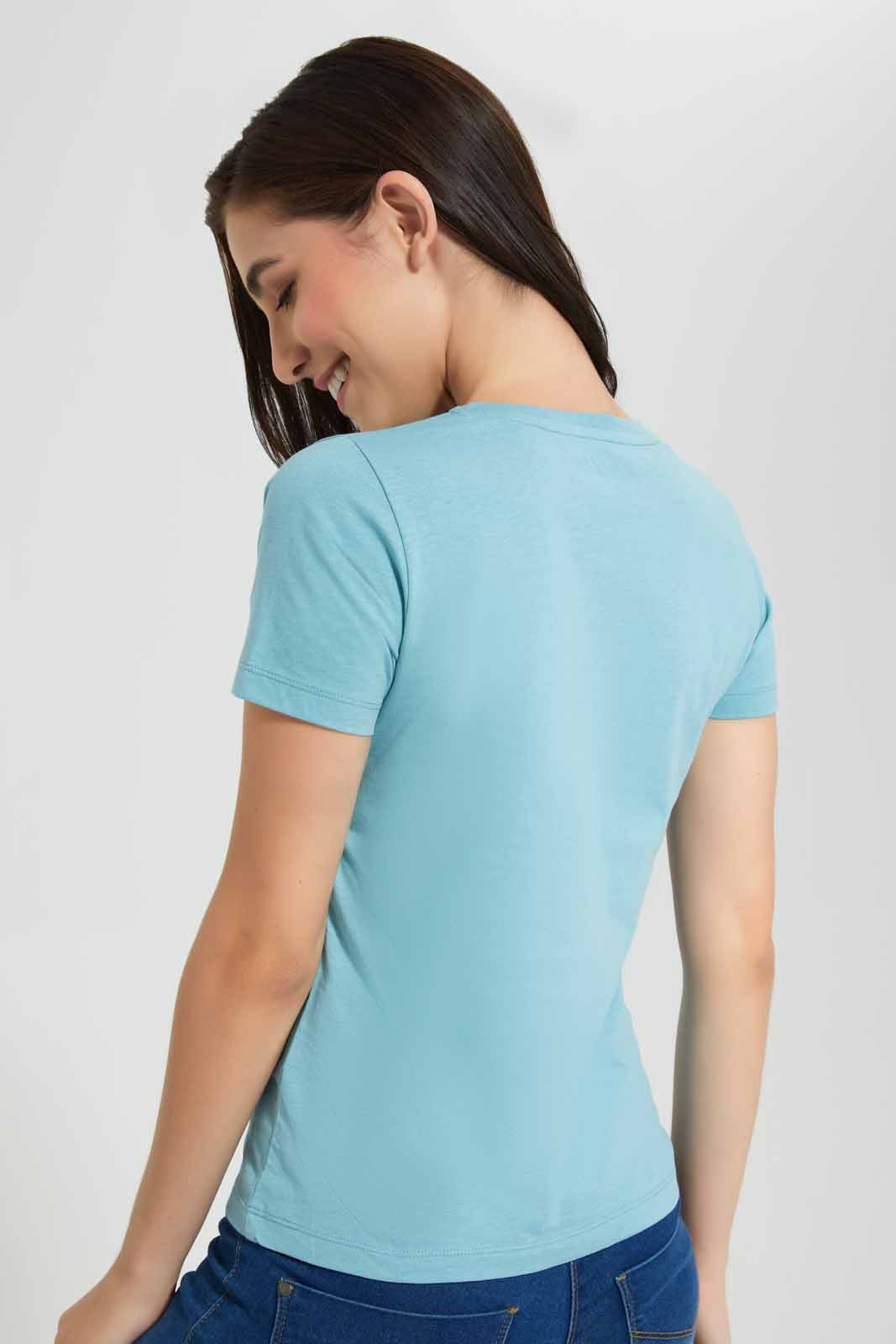 Redtag-Blue-Short-Sleeve-Crew-Neck-T-Shirt-Category:T-Shirts,-Colour:Blue,-Deals:New-In,-Filter:Women's-Clothing,-New-In-Women,-Non-Sale,-Section:Women,-TBL,-W22O,-Women-T-Shirts-Women's-