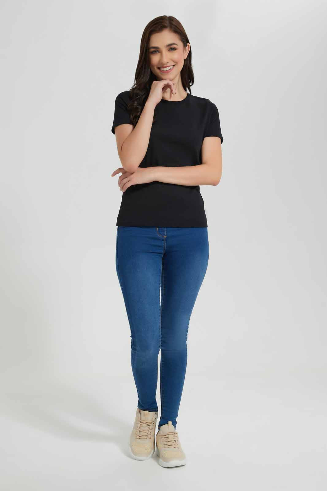 Redtag-Peach-Short-Sleeve-Crew-Neck-T-Shirt-Category:T-Shirts,-Colour:Orange,-Deals:New-In,-Filter:Women's-Clothing,-New-In-Women,-Non-Sale,-Section:Women,-TBL,-W22O,-Women-T-Shirts-Women's-