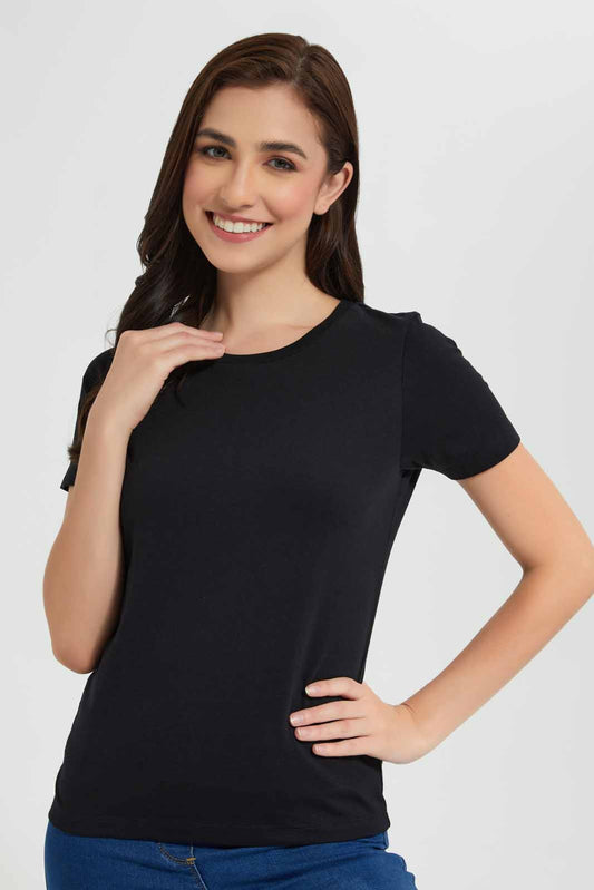 Redtag-Peach-Short-Sleeve-Crew-Neck-T-Shirt-Category:T-Shirts,-Colour:Orange,-Deals:New-In,-Filter:Women's-Clothing,-New-In-Women,-Non-Sale,-Section:Women,-TBL,-W22O,-Women-T-Shirts-Women's-