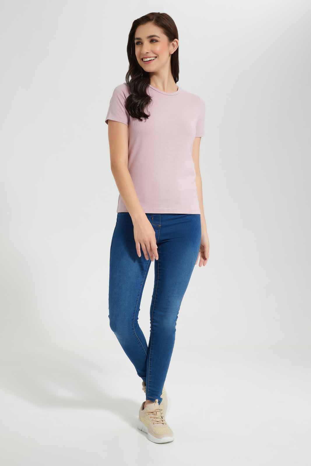 Redtag-Green-Short-Sleeve-Crew-Neck-T-Shirt-Category:T-Shirts,-Colour:Green,-Deals:New-In,-Filter:Women's-Clothing,-New-In-Women,-Non-Sale,-Section:Women,-TBL,-W22O,-Women-T-Shirts-Women's-