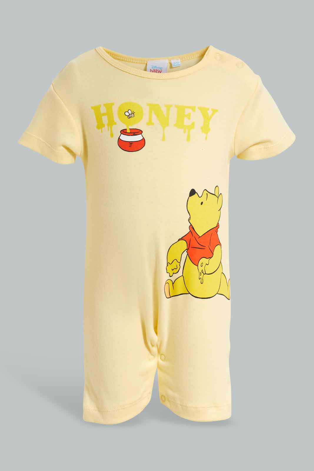 Redtag-Yellow-And-White-Winnie-The-Pooh-2-Piece-Pack-Rompers-Category:Sleepsuits,-CHR,-Colour:Yellow,-Deals:New-In,-Filter:Baby-(0-to-12-Mths),-NBB-Sleepsuits,-New-In-NBB-APL,-Non-Sale,-Section:Boys-(0-to-14Yrs),-W22O-Baby-0 to 12 Months