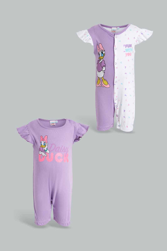 Redtag-Pink-Daisy-2-Piece-Pack-Rompers-Category:Sleepsuits,-CHR,-Colour:Apricot,-Deals:New-In,-Filter:Baby-(0-to-12-Mths),-NBG-Sleepsuits,-New-In-NBG-APL,-Non-Sale,-Section:Girls-(0-to-14Yrs),-W22O-Baby-0 to 12 Months
