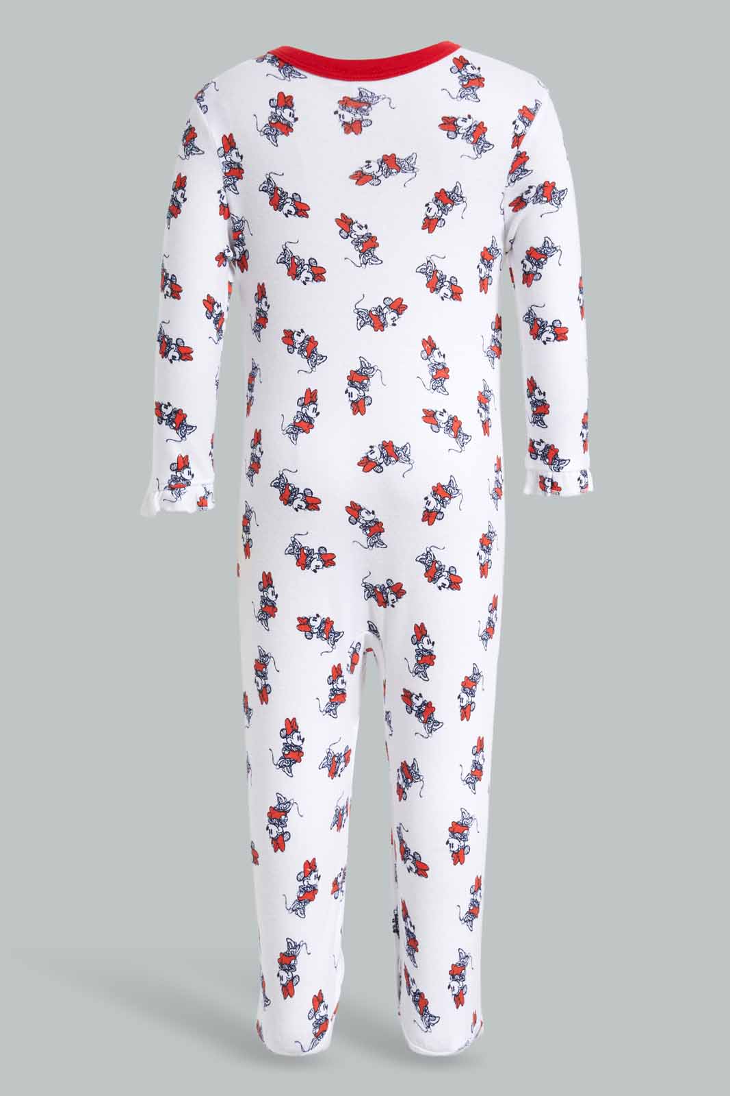 Redtag-Red-And-White-Minnie-Mouse-2-Piece-Pack-Sleepsuits-Category:Sleepsuits,-CHR,-Colour:Red,-Deals:New-In,-Filter:Baby-(0-to-12-Mths),-NBG-Sleepsuits,-New-In-NBG-APL,-Non-Sale,-Section:Girls-(0-to-14Yrs),-W22O-Baby-0 to 12 Months