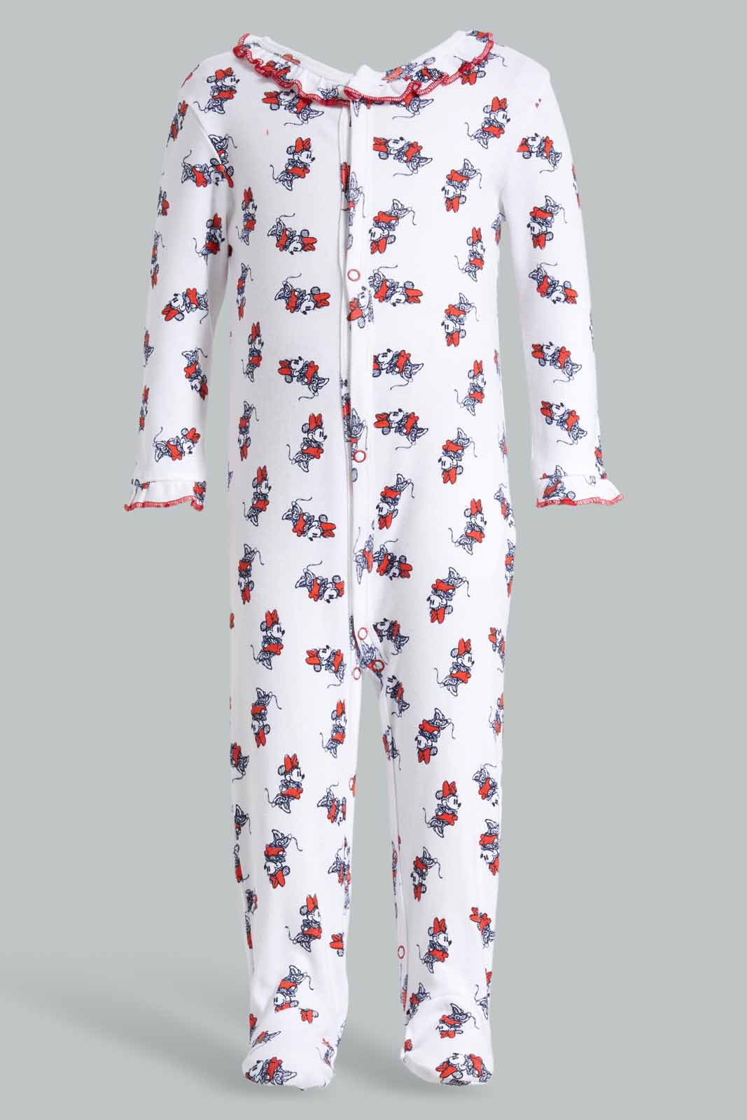 Redtag-Red-And-White-Minnie-Mouse-2-Piece-Pack-Sleepsuits-Category:Sleepsuits,-CHR,-Colour:Red,-Deals:New-In,-Filter:Baby-(0-to-12-Mths),-NBG-Sleepsuits,-New-In-NBG-APL,-Non-Sale,-Section:Girls-(0-to-14Yrs),-W22O-Baby-0 to 12 Months