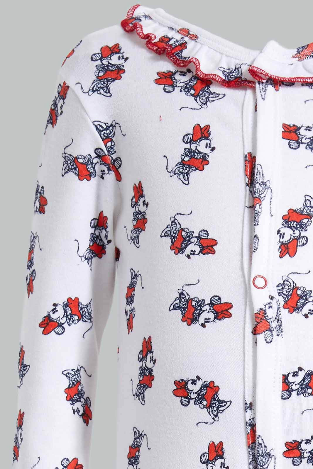 Redtag-Red-And-White-Minnie-Mouse-2-Piece-Pack-Sleepsuits-Category:Sleepsuits,-CHR,-Colour:Red,-Deals:New-In,-Filter:Baby-(0-to-12-Mths),-NBG-Sleepsuits,-New-In-NBG-APL,-Non-Sale,-Section:Girls-(0-to-14Yrs),-W22O-Baby-0 to 12 Months