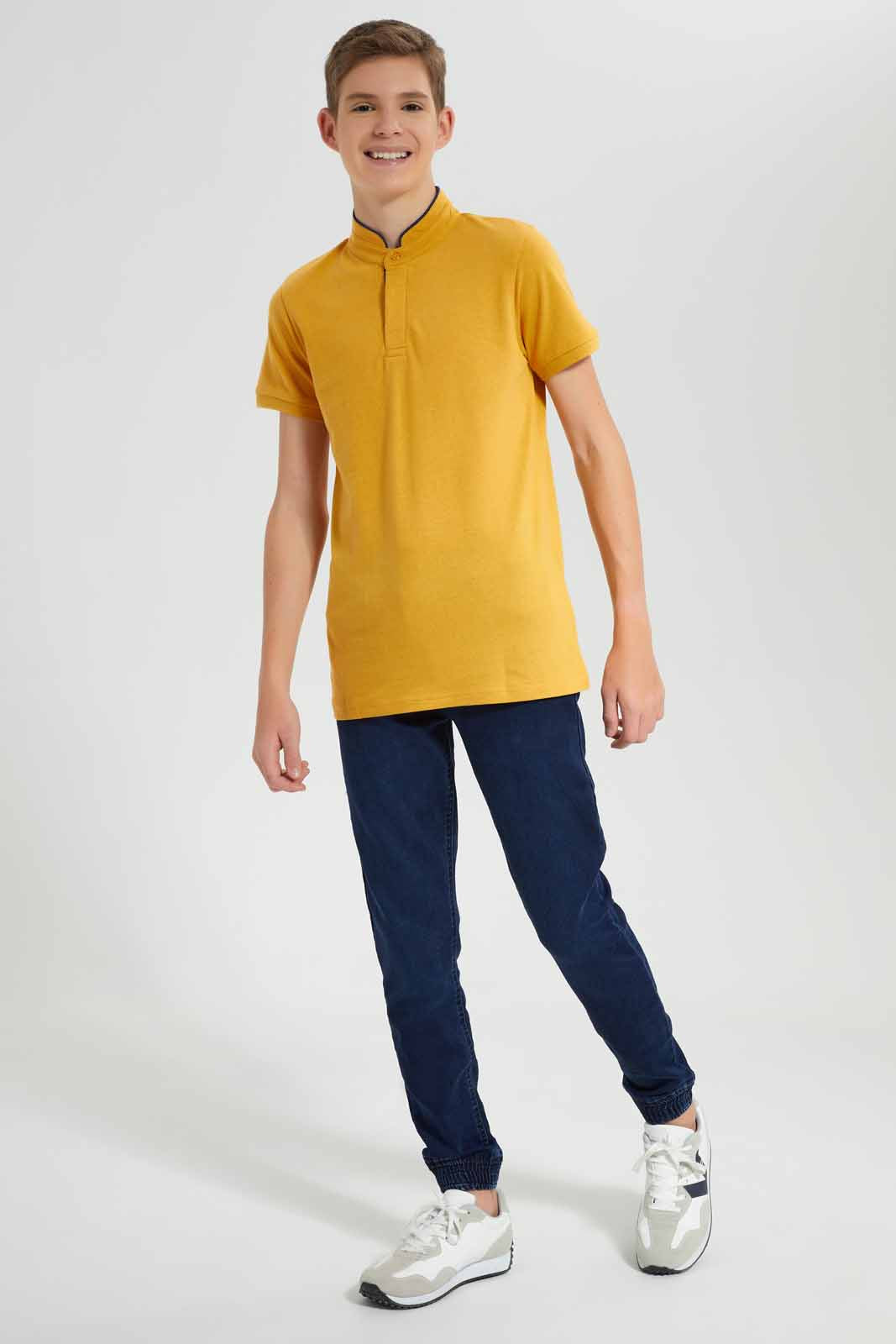 Redtag-Mustard-Table-Polo-BSR-Polo-T-Shirts,-Category:Polo-T-Shirts,-Colour:Mustard,-Deals:New-In,-Filter:Senior-Boys-(9-to-14-Yrs),-New-In-BSR-APL,-Non-Sale,-Section:Boys-(0-to-14Yrs),-TBL,-W22O-Senior-Boys-9 to 14 Years