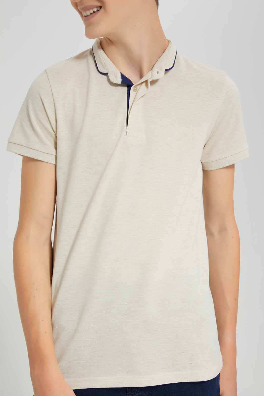 Redtag-Beige-Table-Polo-BSR-Polo-T-Shirts,-Category:Polo-T-Shirts,-Colour:Beige,-Deals:New-In,-Filter:Senior-Boys-(9-to-14-Yrs),-New-In-BSR-APL,-Non-Sale,-Section:Boys-(0-to-14Yrs),-TBL,-W22O-Senior-Boys-9 to 14 Years