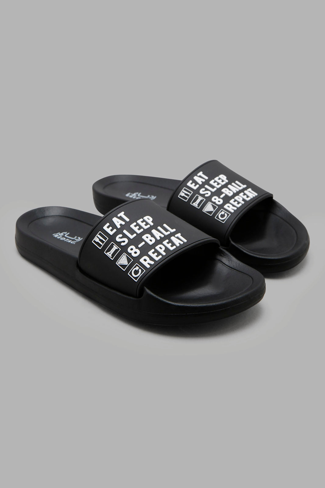 Redtag-Black-Slogan-Print-Slide-BSR-Flip-Flops,-Category:Flip-Flops,-Colour:Black,-Deals:New-In,-Filter:Boys-Footwear-(5-to-14-Yrs),-New-In-BSR-FOO,-Non-Sale,-Section:Boys-(0-to-14Yrs),-W22A-Senior-Boys-5 to 14 Years