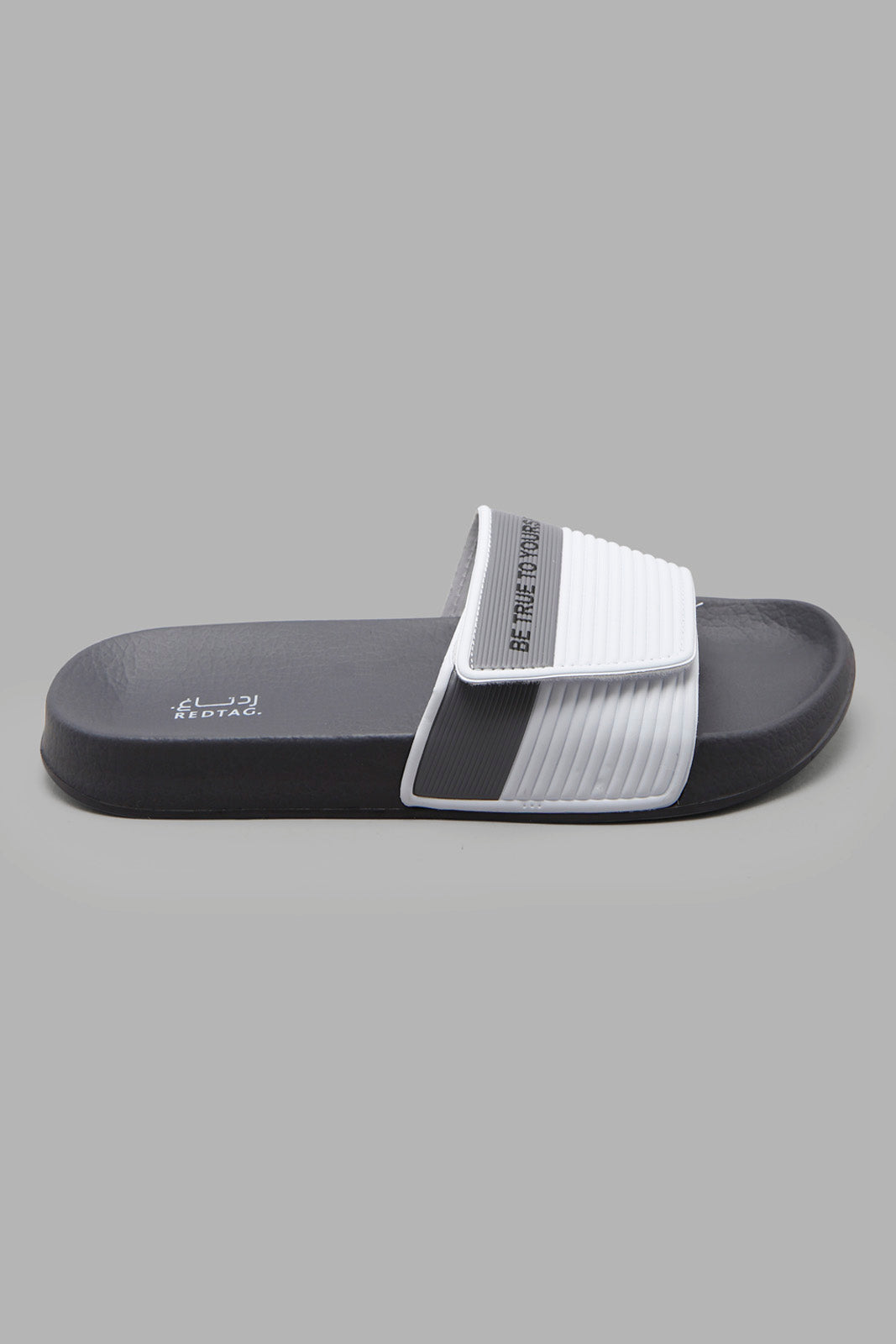 Redtag-Grey-Slogan-Print-Slide-BSR-Flip-Flops,-Category:Flip-Flops,-Colour:Grey,-Deals:New-In,-Filter:Boys-Footwear-(5-to-14-Yrs),-New-In-BSR-FOO,-Non-Sale,-Section:Boys-(0-to-14Yrs),-W22A-Senior-Boys-5 to 14 Years