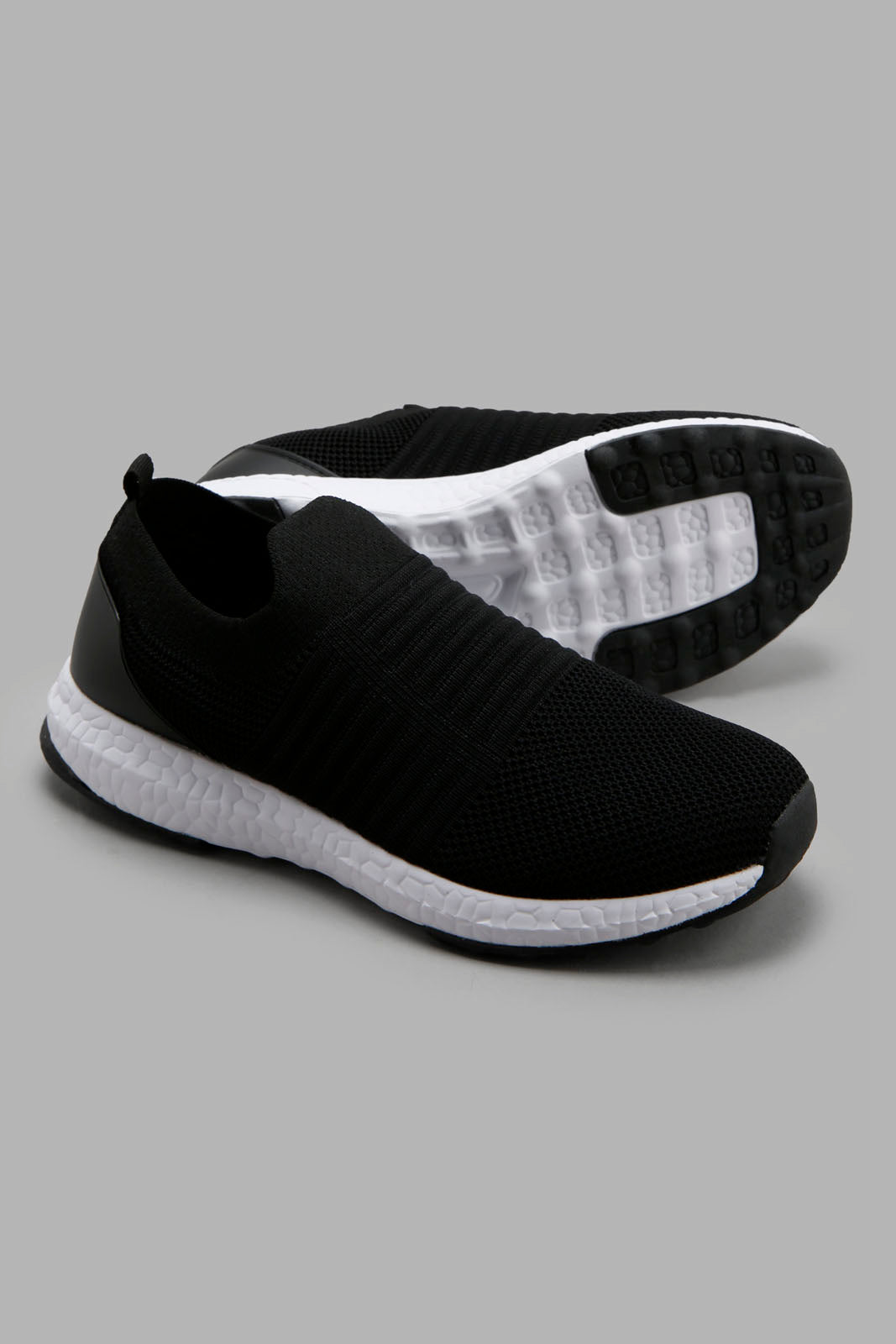 Redtag-Black-Knit-Slip-On-BSR-Trainers,-Category:Trainers,-Colour:Black,-Deals:New-In,-Filter:Boys-Footwear-(5-to-14-Yrs),-New-In-BSR-FOO,-Non-Sale,-Section:Boys-(0-to-14Yrs),-W22A-Senior-Boys-5 to 14 Years