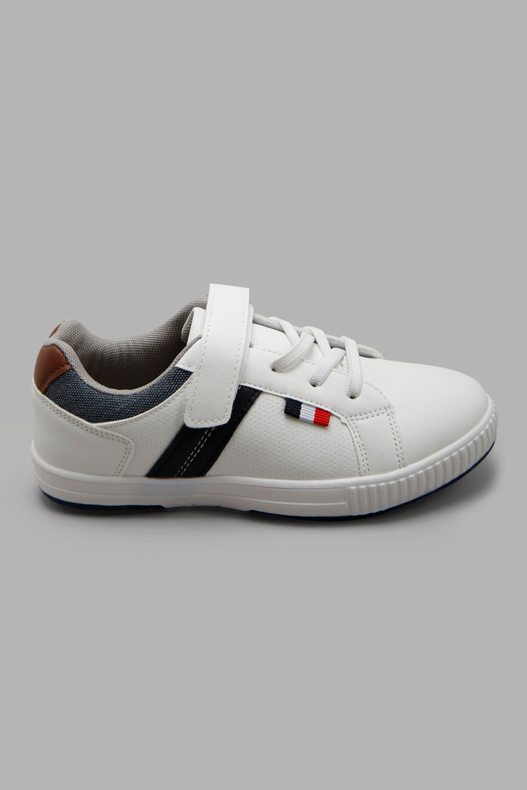 Redtag-White-Colour-Block-Sneaker-BOY-Shoes,-BTS,-Category:Shoes,-Colour:White,-Deals:New-In,-Filter:Boys-Footwear-(3-to-5-Yrs),-New-In-BOY-FOO,-Non-Sale,-Section:Boys-(0-to-14Yrs),-W22A-Boys-3 to 5 Years