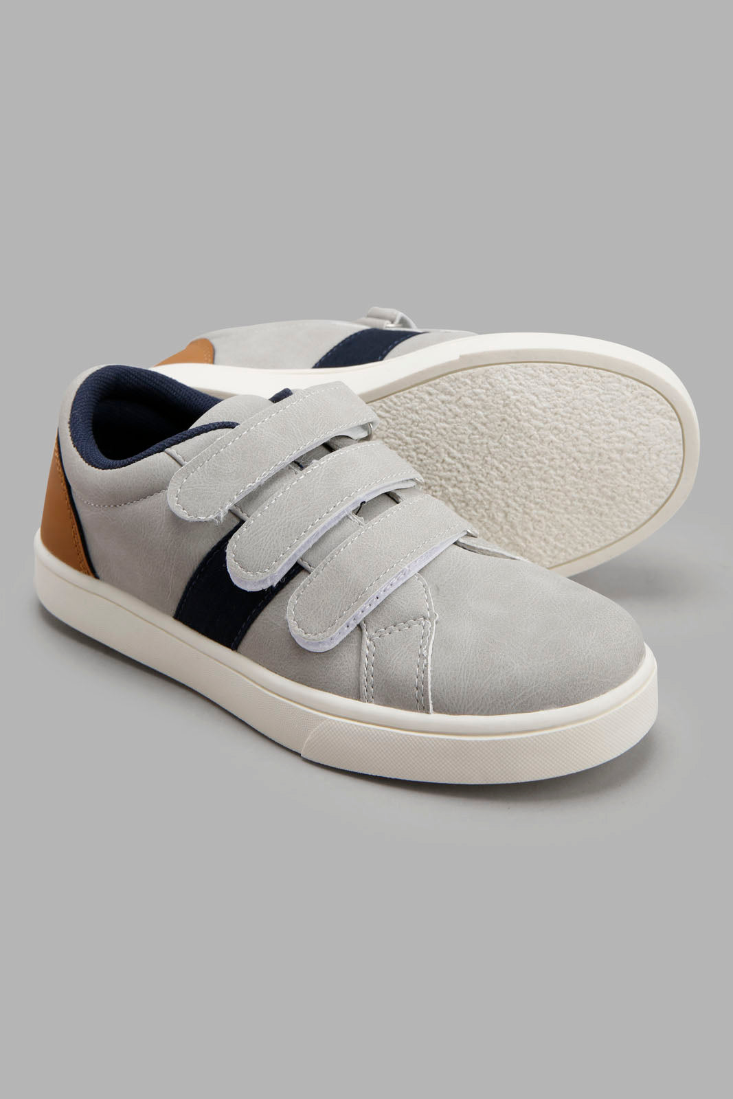 Redtag-Grey-Colour-Block-Sneaker-BOY-Shoes,-Category:Shoes,-Colour:Grey,-Deals:New-In,-Filter:Boys-Footwear-(3-to-5-Yrs),-New-In-BOY-FOO,-Non-Sale,-Section:Boys-(0-to-14Yrs),-W22A-Boys-3 to 5 Years