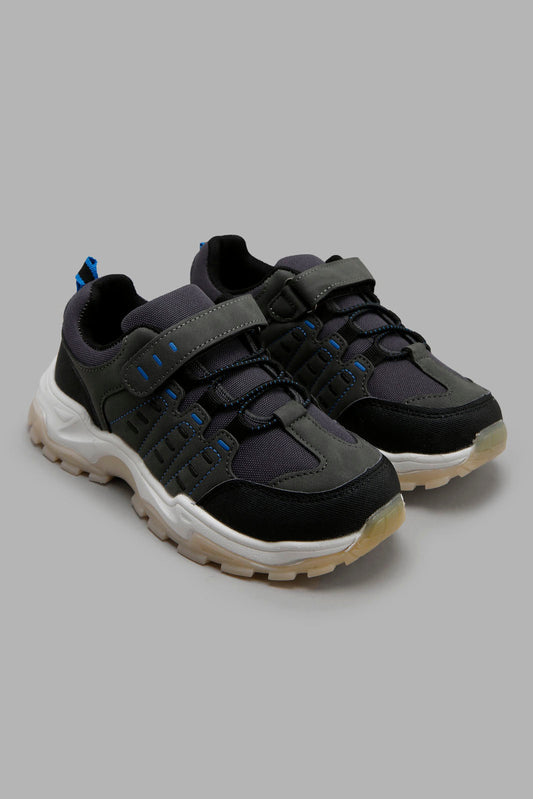 Redtag-Grey-Colour-Block-Trekker-BOY-Trainers,-Category:Trainers,-Colour:Grey,-Deals:New-In,-Filter:Boys-Footwear-(3-to-5-Yrs),-New-In-BOY-FOO,-Non-Sale,-Section:Boys-(0-to-14Yrs),-W22A-Boys-3 to 5 Years