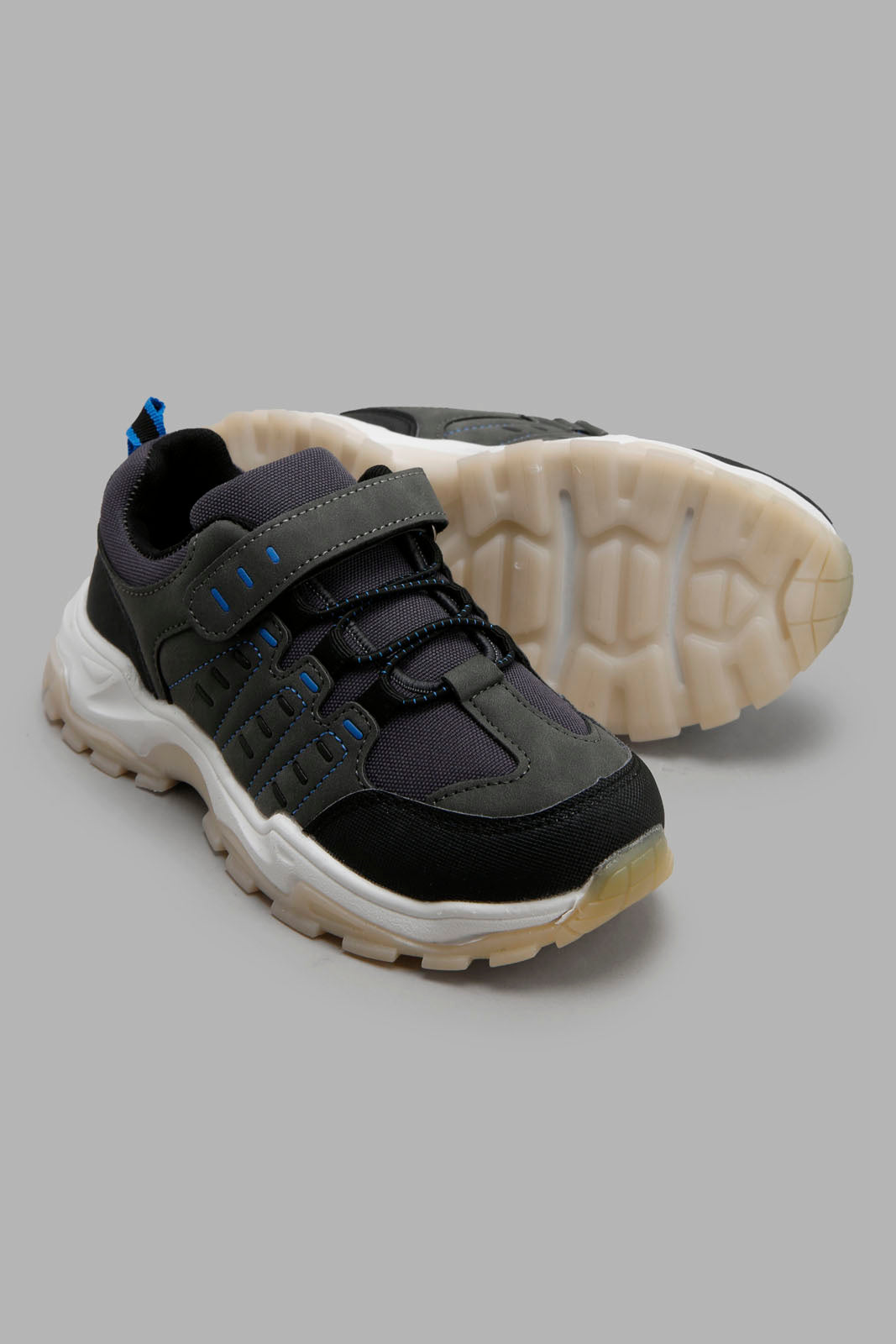 Redtag-Grey-Colour-Block-Trekker-BOY-Trainers,-Category:Trainers,-Colour:Grey,-Deals:New-In,-Filter:Boys-Footwear-(3-to-5-Yrs),-New-In-BOY-FOO,-Non-Sale,-Section:Boys-(0-to-14Yrs),-W22A-Boys-3 to 5 Years