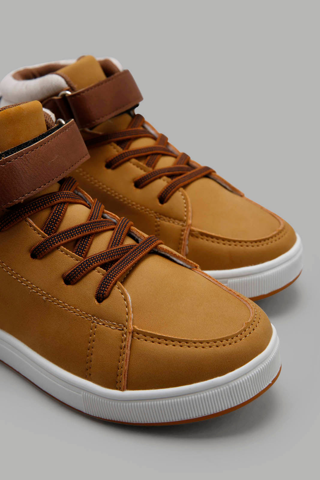 Redtag-Tan-Colour-Block-High-Top-Sneaker-BOY-Trainers,-Category:Trainers,-Colour:Tan,-Deals:New-In,-Filter:Boys-Footwear-(3-to-5-Yrs),-New-In-BOY-FOO,-Non-Sale,-Section:Boys-(0-to-14Yrs),-W22A-Boys-3 to 5 Years
