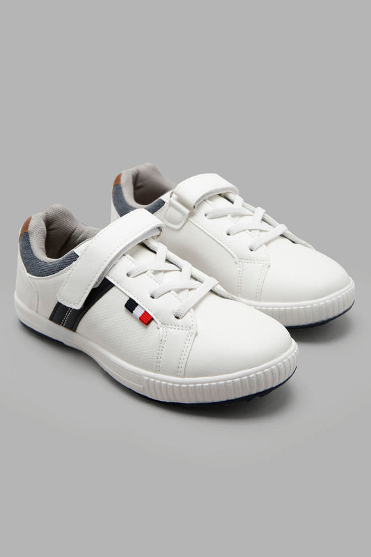 Redtag-White-Colour-Block-Sneaker-BSR-Shoes,-BTS,-Category:Shoes,-Colour:White,-Deals:New-In,-Filter:Boys-Footwear-(5-to-14-Yrs),-New-In-BSR-FOO,-Non-Sale,-Section:Boys-(0-to-14Yrs),-W22A-Senior-Boys-5 to 14 Years