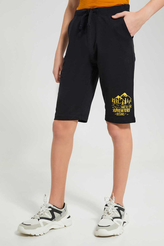 Redtag-Black-Table-Active-Shorts-BSR-Shorts,-Category:Shorts,-Colour:Black,-Deals:New-In,-Filter:Senior-Boys-(8-to-14-Yrs),-New-In-BSR-APL,-Non-Sale,-Section:Boys-(0-to-14Yrs),-TBL,-W22O-Senior-Boys-9 to 14 Years