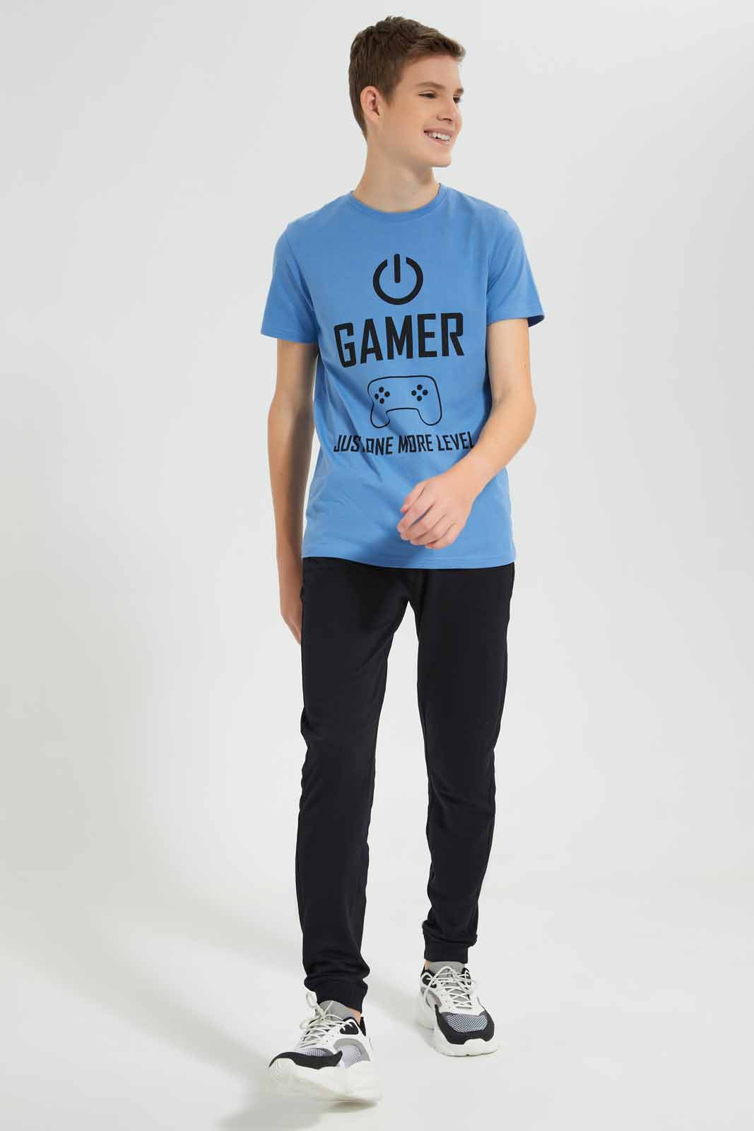 Redtag-Blue-Gamer-Graphic-T-Shirt-BSR-T-Shirts,-Category:T-Shirts,-Colour:Blue,-Deals:New-In,-Filter:Senior-Boys-(9-to-14-Yrs),-New-In-BSR-APL,-Non-Sale,-Section:Boys-(0-to-14Yrs),-TBL,-W22O-Senior-Boys-9 to 14 Years